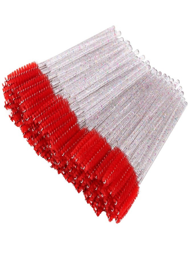 BTYMS 100 Pieces Disposable Mascara Wands Lash Spoolies Eyelash Brush Brow Spoolies Eyebrow Brush for Eyelash Extensions - Red - Image 1